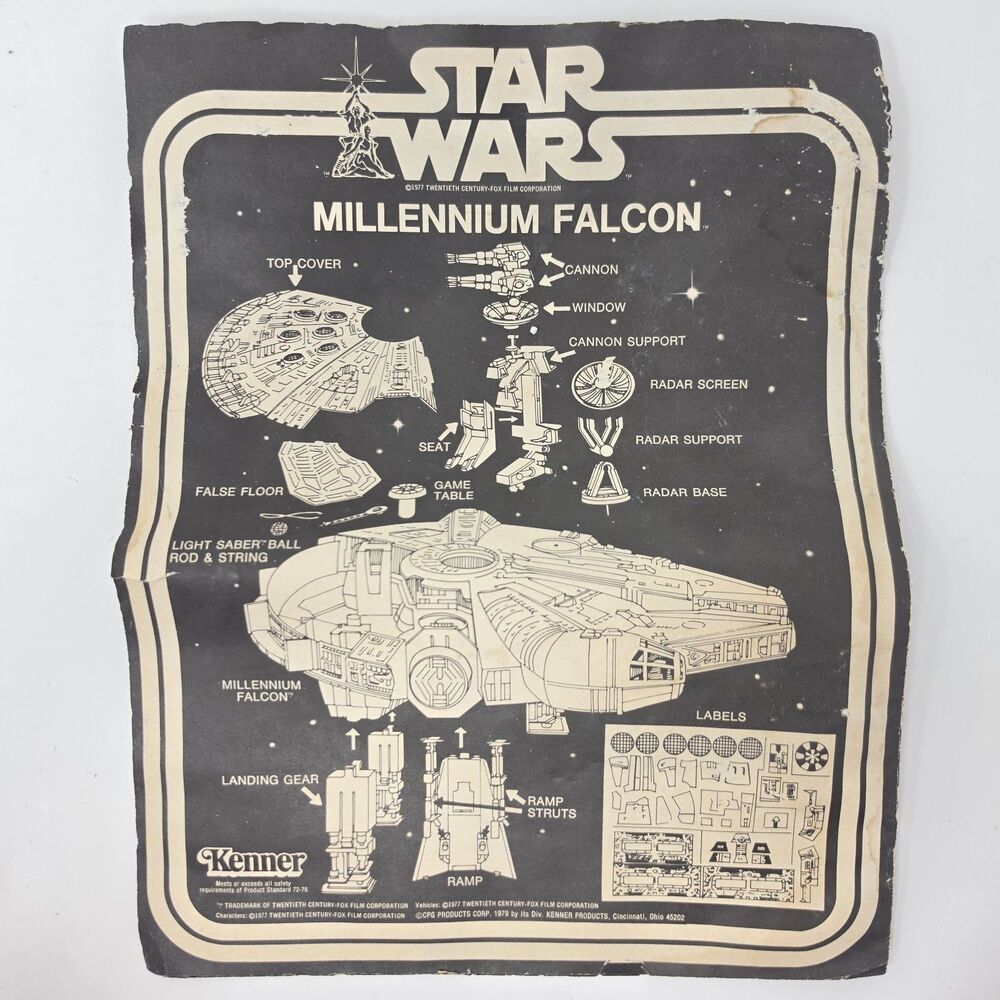 1979 Millennium Falcon STAR WARS Vintage Original Kenner INSTRUCTIONS Distressed